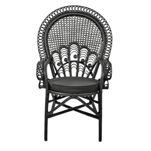 Πολυθρόνα Peacock από Φυσικό Rattan σε Μαύρη Απόχρωση -10021