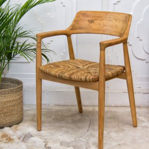 Καρέκλα Kennedy από Ξύλο Teak & Κάθισμα από Ψάθα-122358