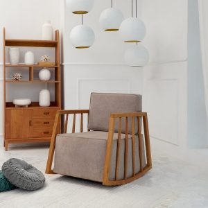 Κουνιστή Πολυθρόνα από Ξύλο Teak με Μαξιλάρια – 125868