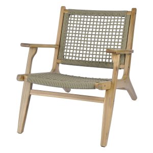 Lounge Πολυθρόνα Sesto από Ξύλο Ακακίας με Πλέξη Κορδονιού