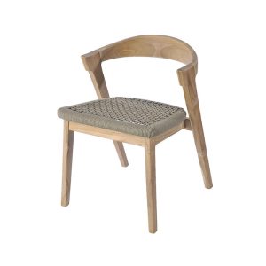 Καρέκλα Ionian από Ξύλο Teak & Κορδόνι σε Λαδί Απόχρωση