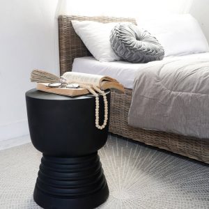 Τραπεζάκι – Σκαμπό Cosmos από Μασίφ Ξύλο Suar σε Μαύρη Απόχρωση – 134860