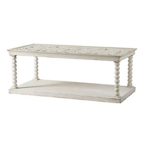 Noo Τραπέζι Σαλονιού Ξύλινο με Σκαλιστό Καπάκι και Γυαλί