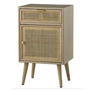 Cons MDF Κομοδίνο με Ψάθα σε Φυσική Απόχρωση