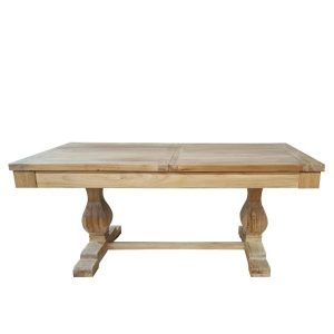 Deus Μασίφ Ξύλινη Επεκτεινόμενη Τραπεζαρία σε Ανοιχτή Φυσική Απόχρωση