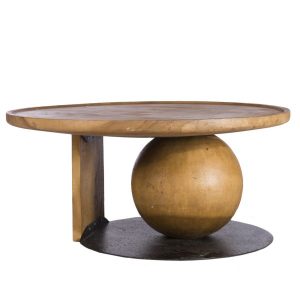 Ξύλινο Τραπέζι Σαλονιού με Μεταλλική Μαύρη Βάση