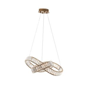 Iron Φωτιστικό Οροφής LED Χρυσό Μεταλλικό με Κρύσταλλα