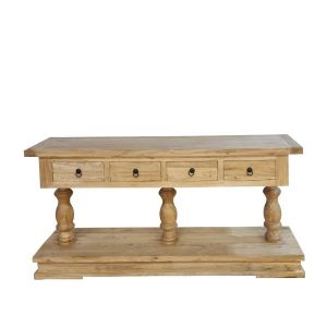 Deus Μασίφ Ξύλινη Κονσόλα σε Ανοιχτή Φυσική Απόχρωση