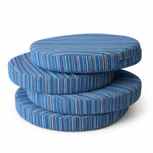 Στρογγυλά Μαξιλάρια Καρέκλας 43εκ. Ριγέ Μπλε Σετ 4 τεμαχίων