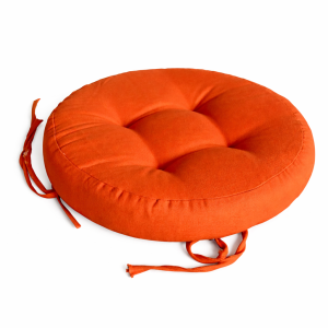 Στρογγυλό Μαξιλάρι Καρέκλας Καπιτονέ Πορτοκαλί 43εκ. με Κορδονάκια