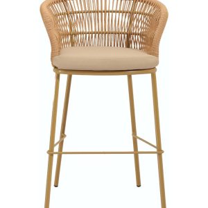 Isla 67 Μεταλλικό Σκαμπό Bar με Rope Look Wicker - 50692