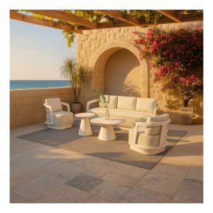 TORRE Σετ Σαλονιού 5 Τεμαχίων Off White από Αλουμίνιο - 49-0006