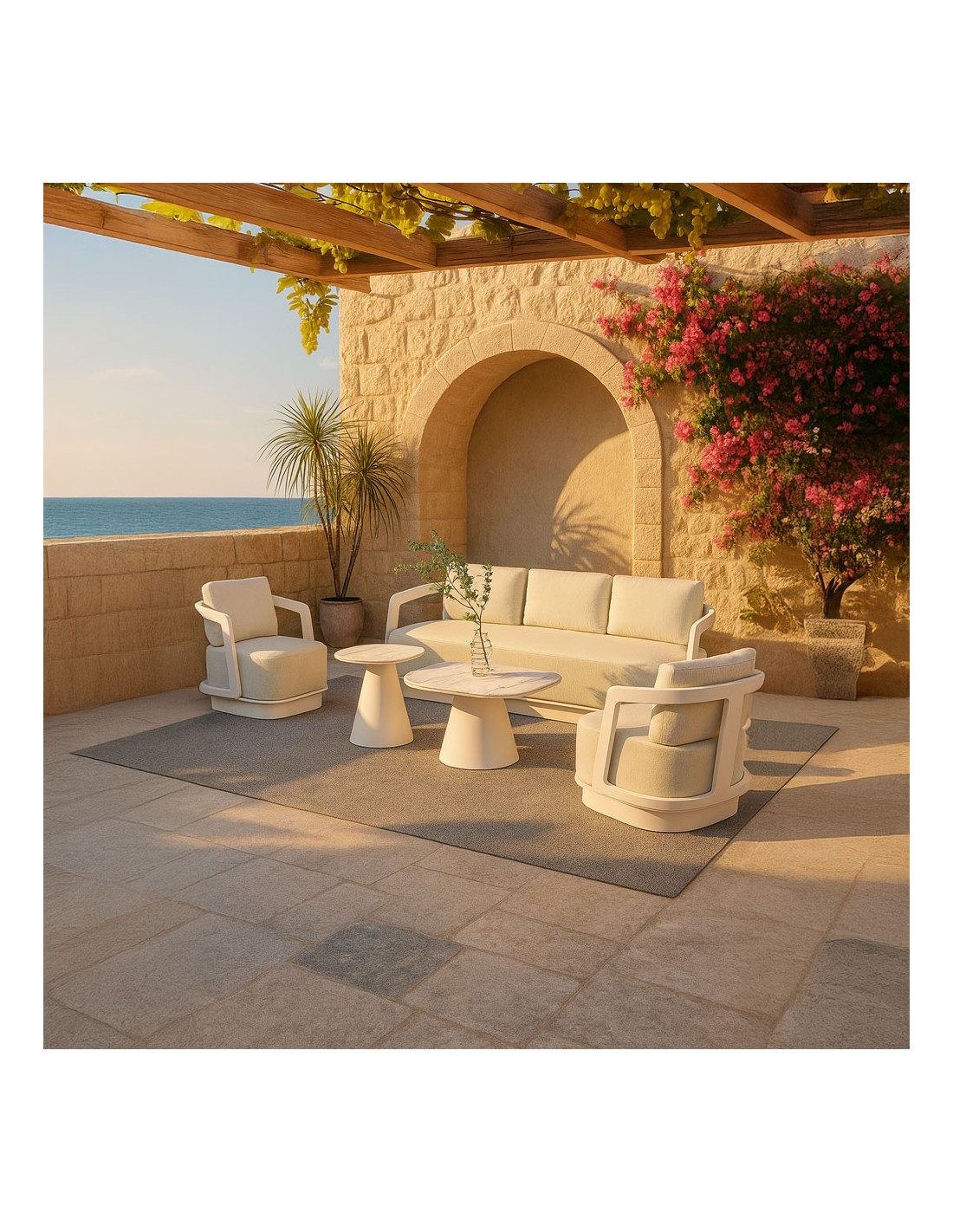TORRE Σετ Σαλονιού 5 Τεμαχίων Off White από Αλουμίνιο - 49-0006
